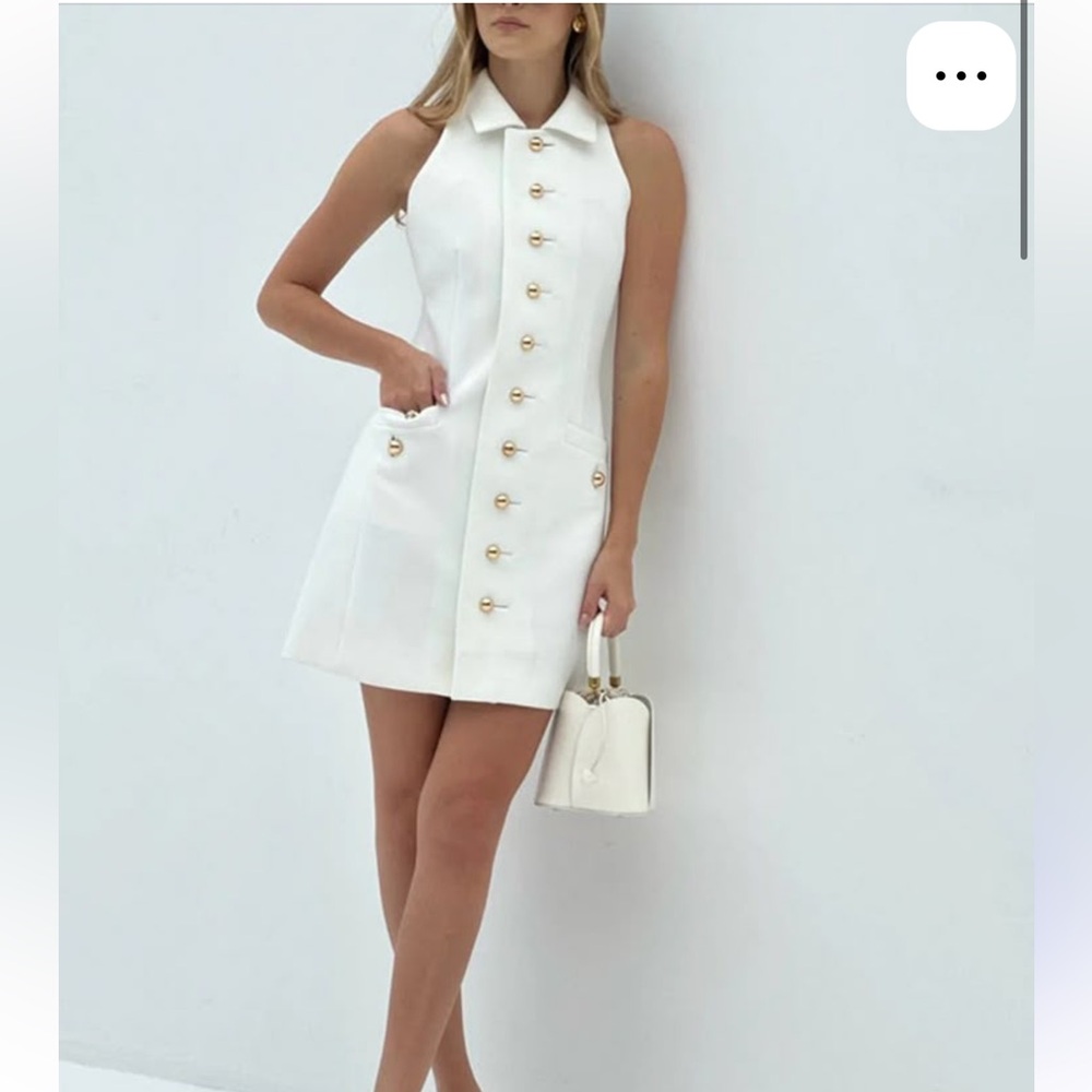 MICAS Multi-Button Collared Pocket Mini Dress White Women’s Brand New Size XXL